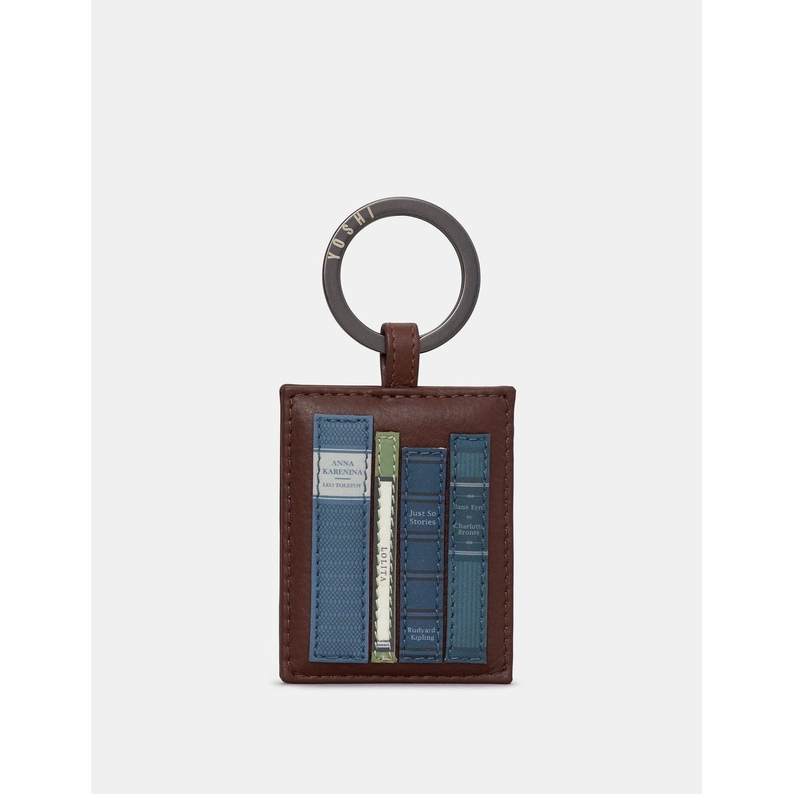 Bookworm Brown Leather Keyring BookGeek