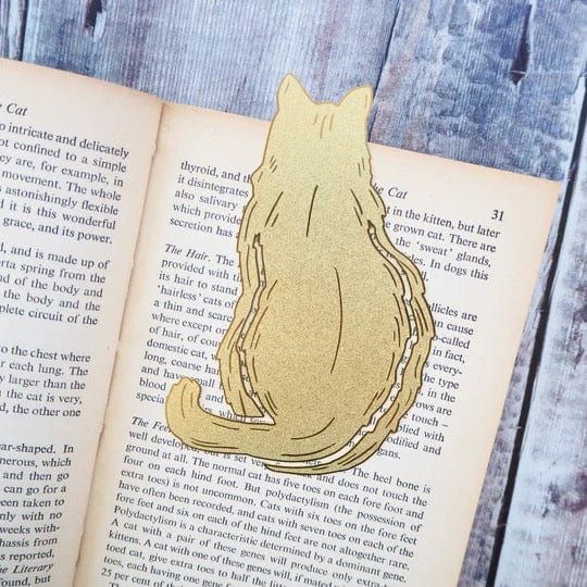 Cat Brass Bookmark BookGeek
