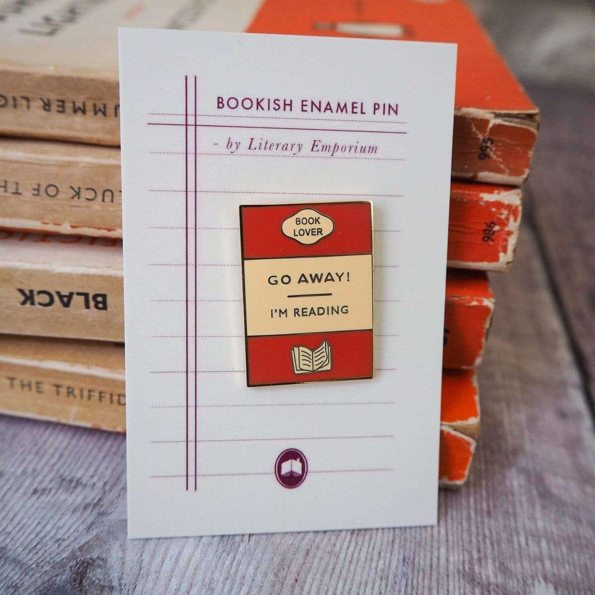 'Go Away! I'm Reading' Enamel Pin BookGeek