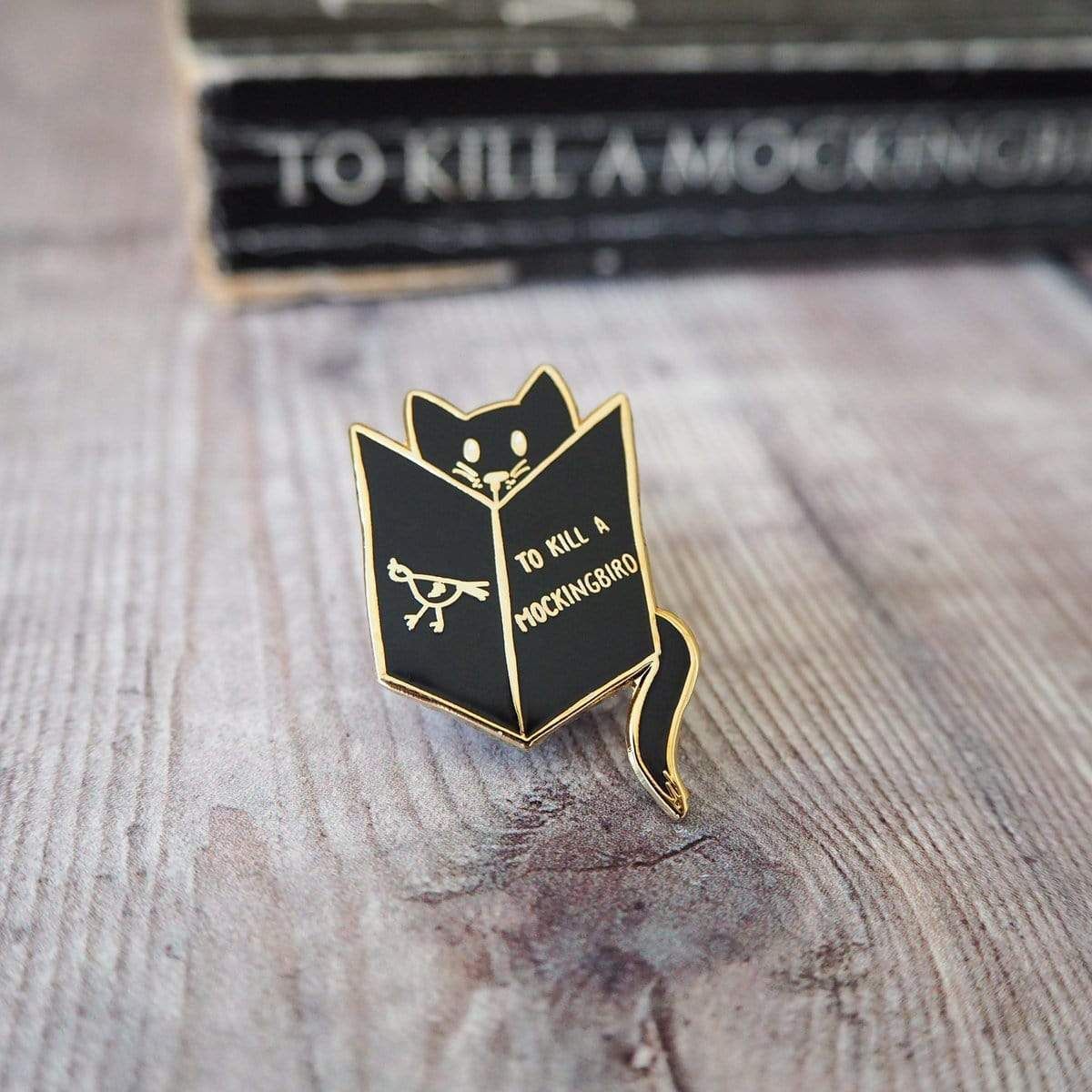 Reading Cat Enamel Pin BookGeek