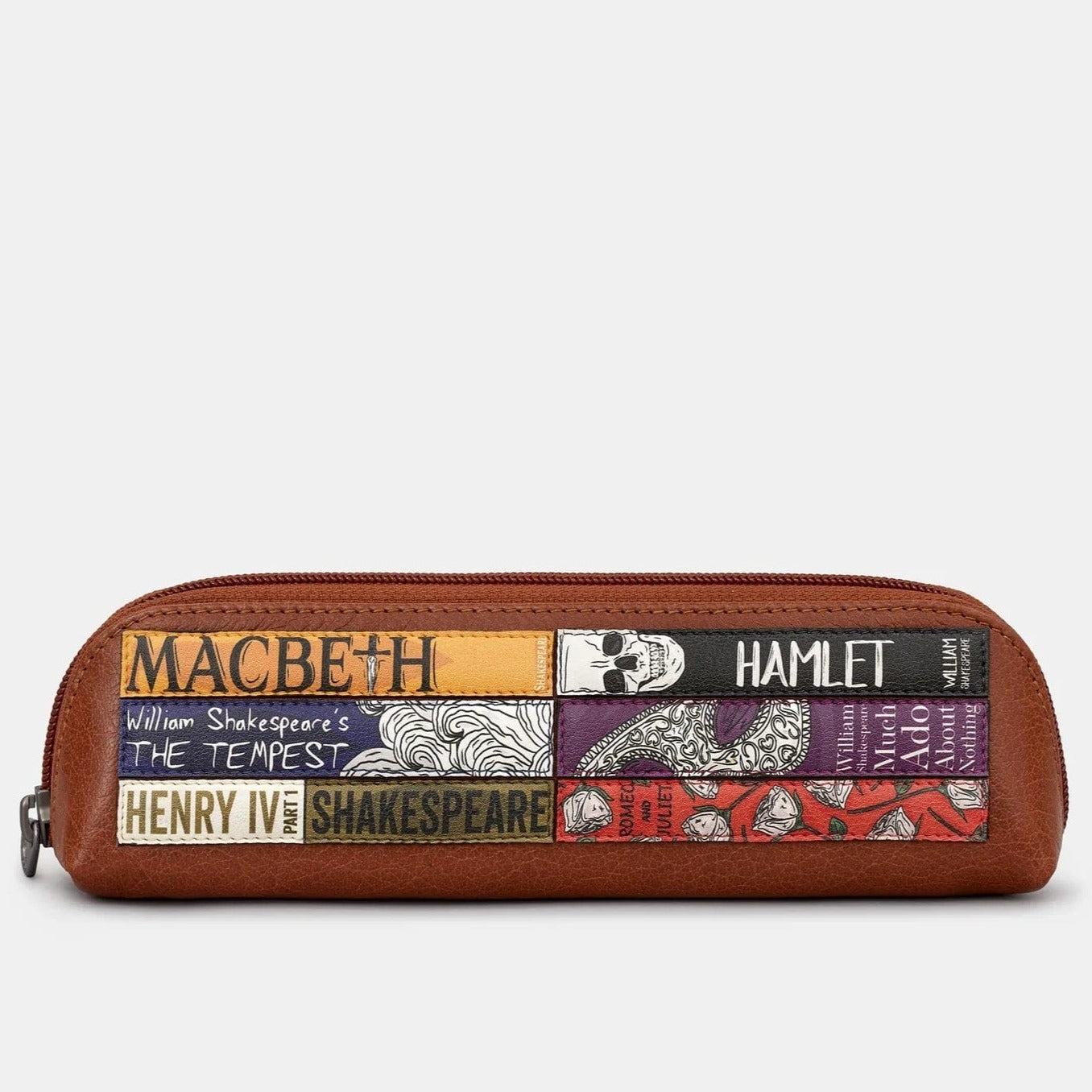 Shakespeare Bookworm Brown Leather Pencil Case BookGeek