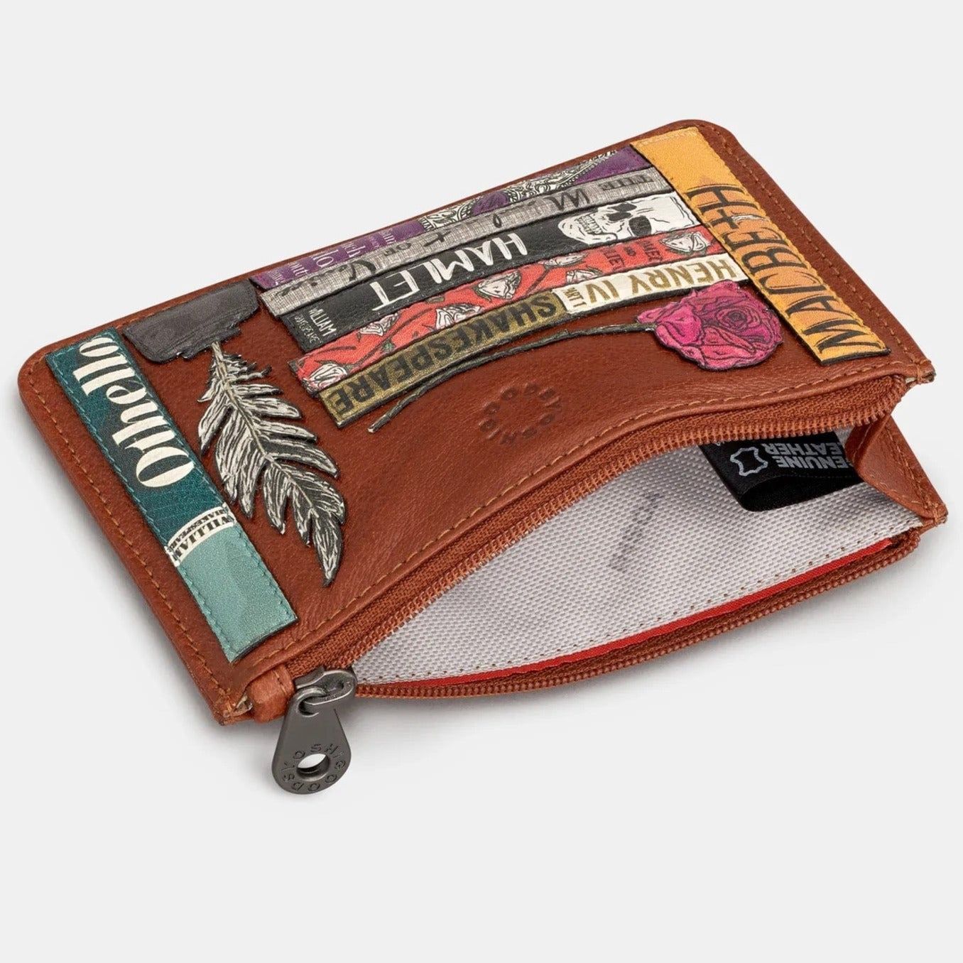 Shakespeare Bookworm Leather Zip Top Purse BookGeek