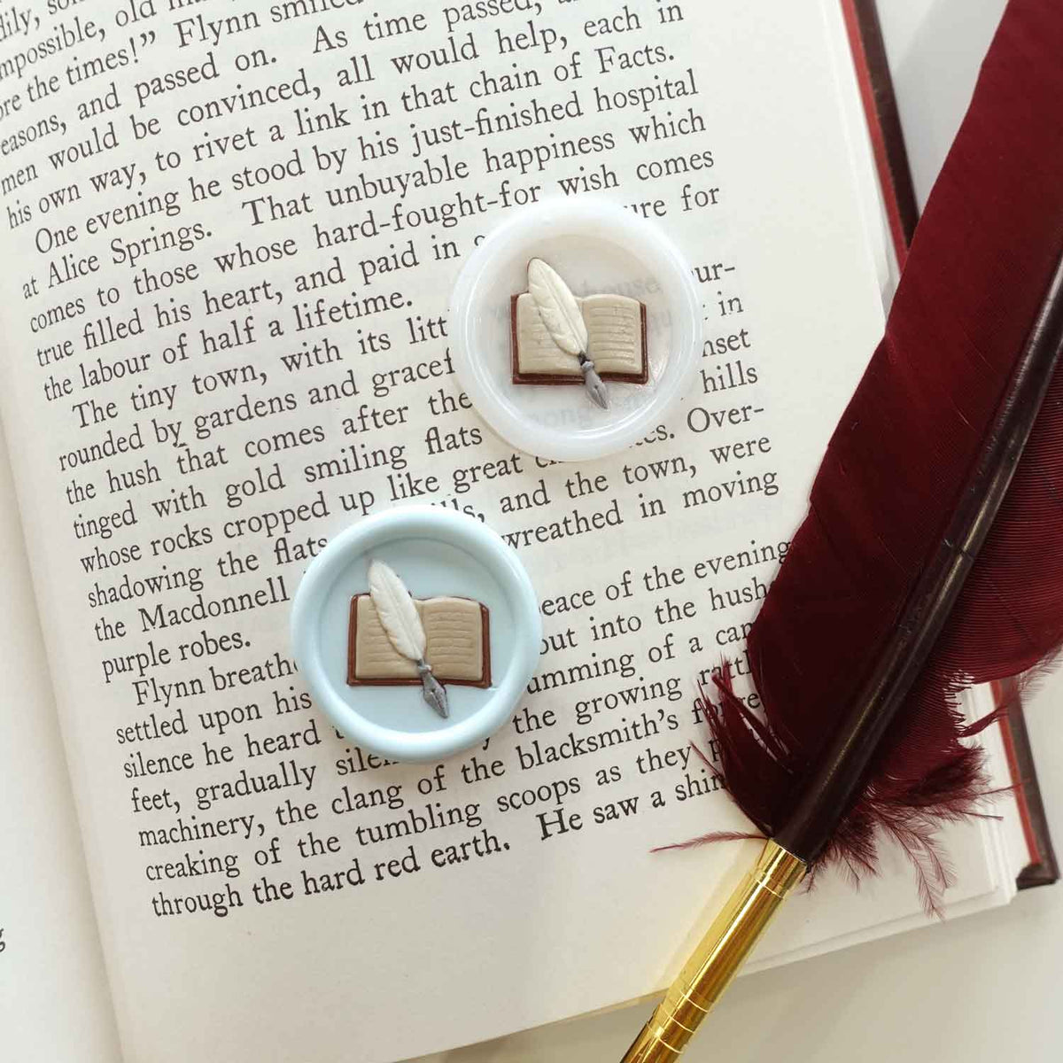 3D Book &amp; Quill Wax Seal Stamp , Wax Seal Kit or Stamp Head BookGeek