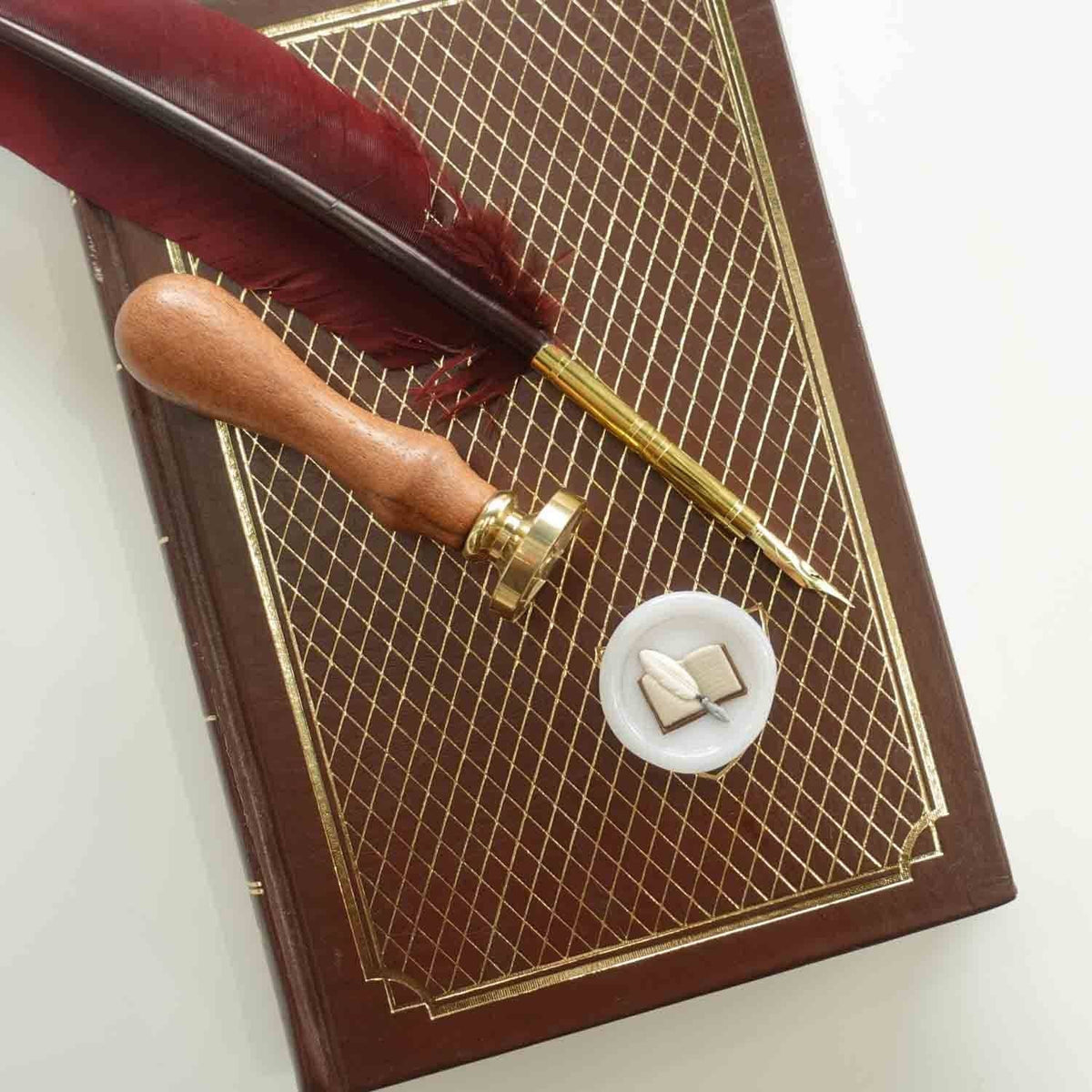 3D Book &amp; Quill Wax Seal Stamp , Wax Seal Kit or Stamp Head BookGeek