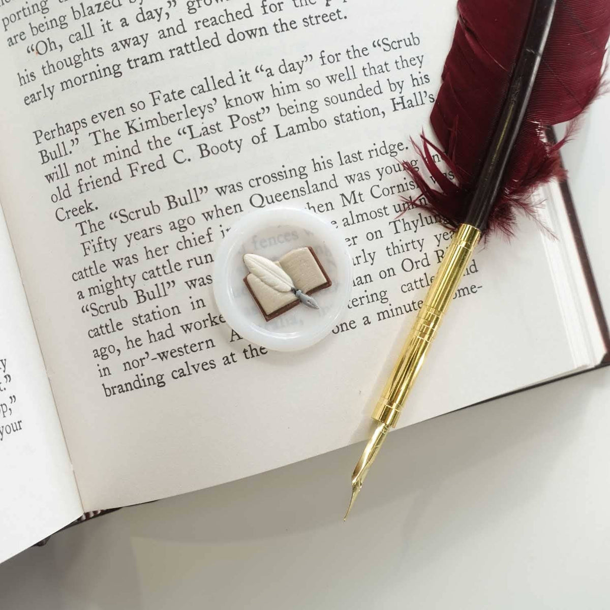 3D Book &amp; Quill Wax Seal Stamp , Wax Seal Kit or Stamp Head BookGeek