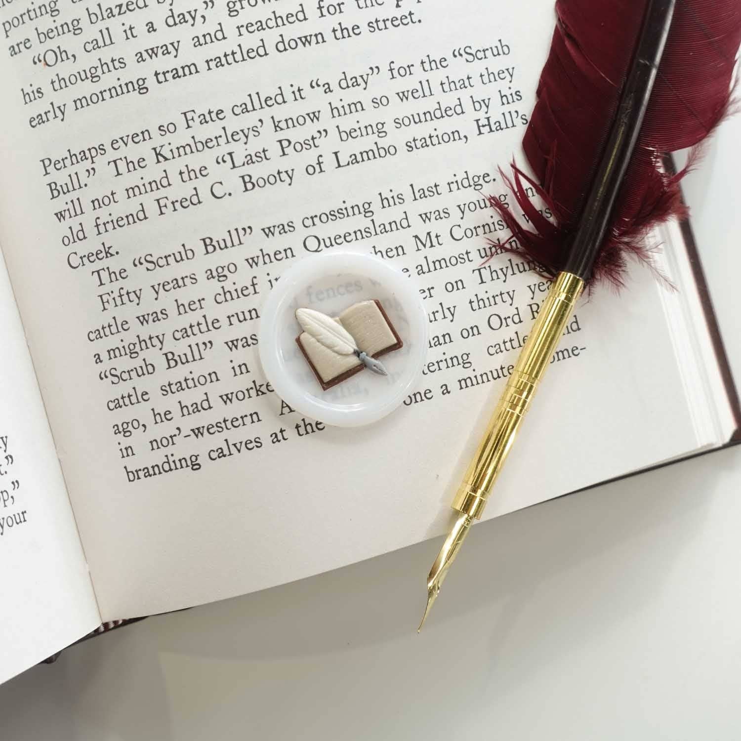 3D Book & Quill Wax Seal Stamp , Wax Seal Kit or Stamp Head BookGeek