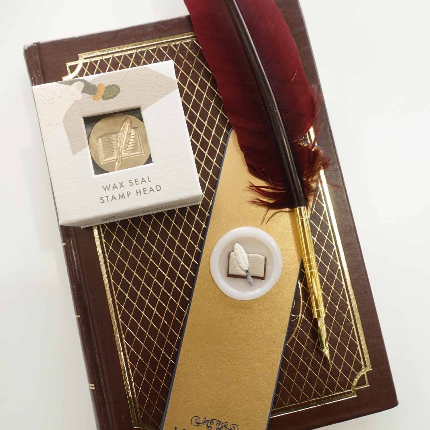 3D Book & Quill Wax Seal Stamp , Wax Seal Kit or Stamp Head BookGeek