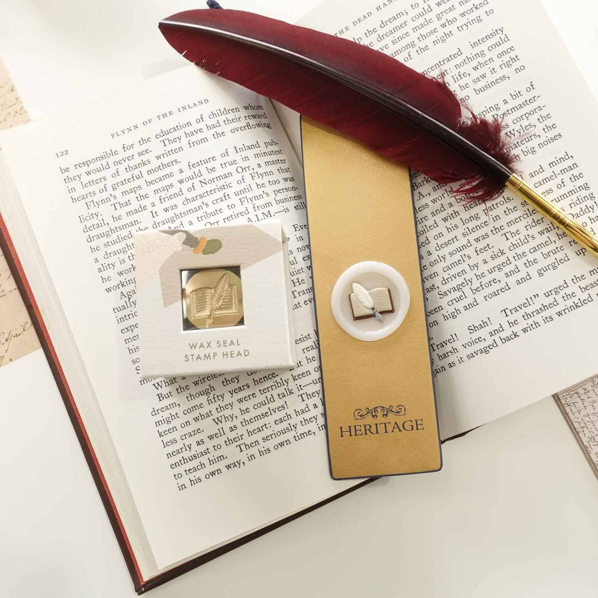 3D Book &amp; Quill Wax Seal Stamp , Wax Seal Kit or Stamp Head BookGeek