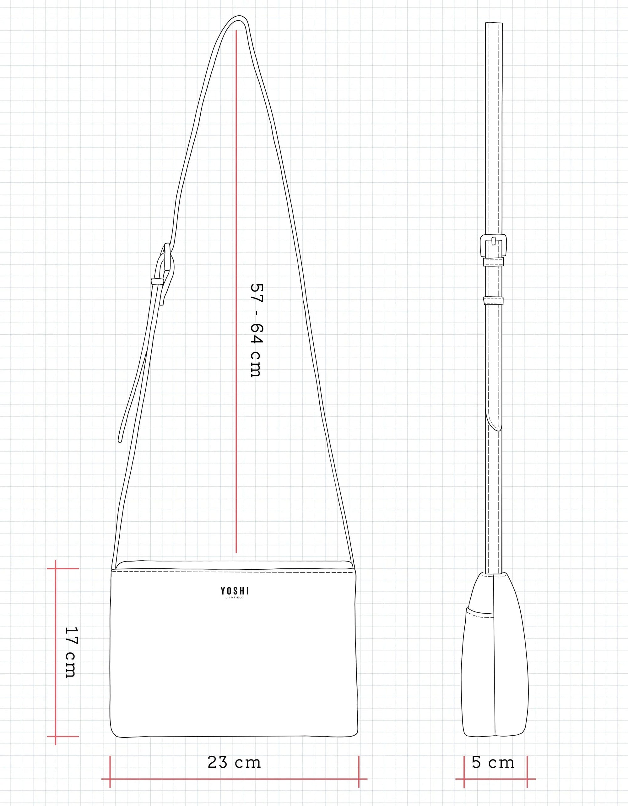 Bookworm Cookbook Navy Leather Cross Body Bag Dimensions