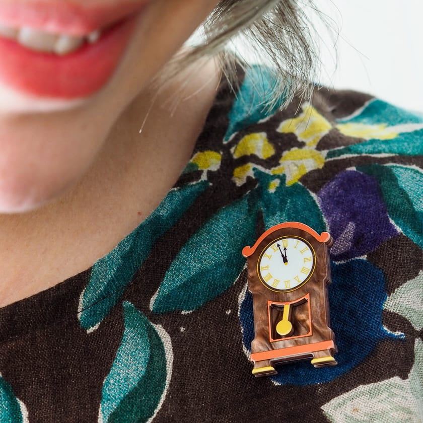 Clock Simplified Mini Brooch