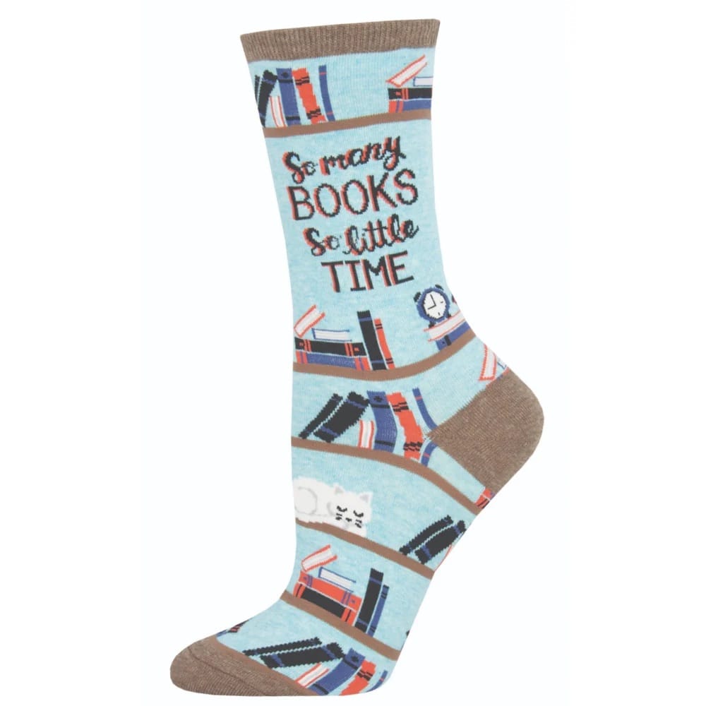 Time for a Good Book Blue Heather Socks