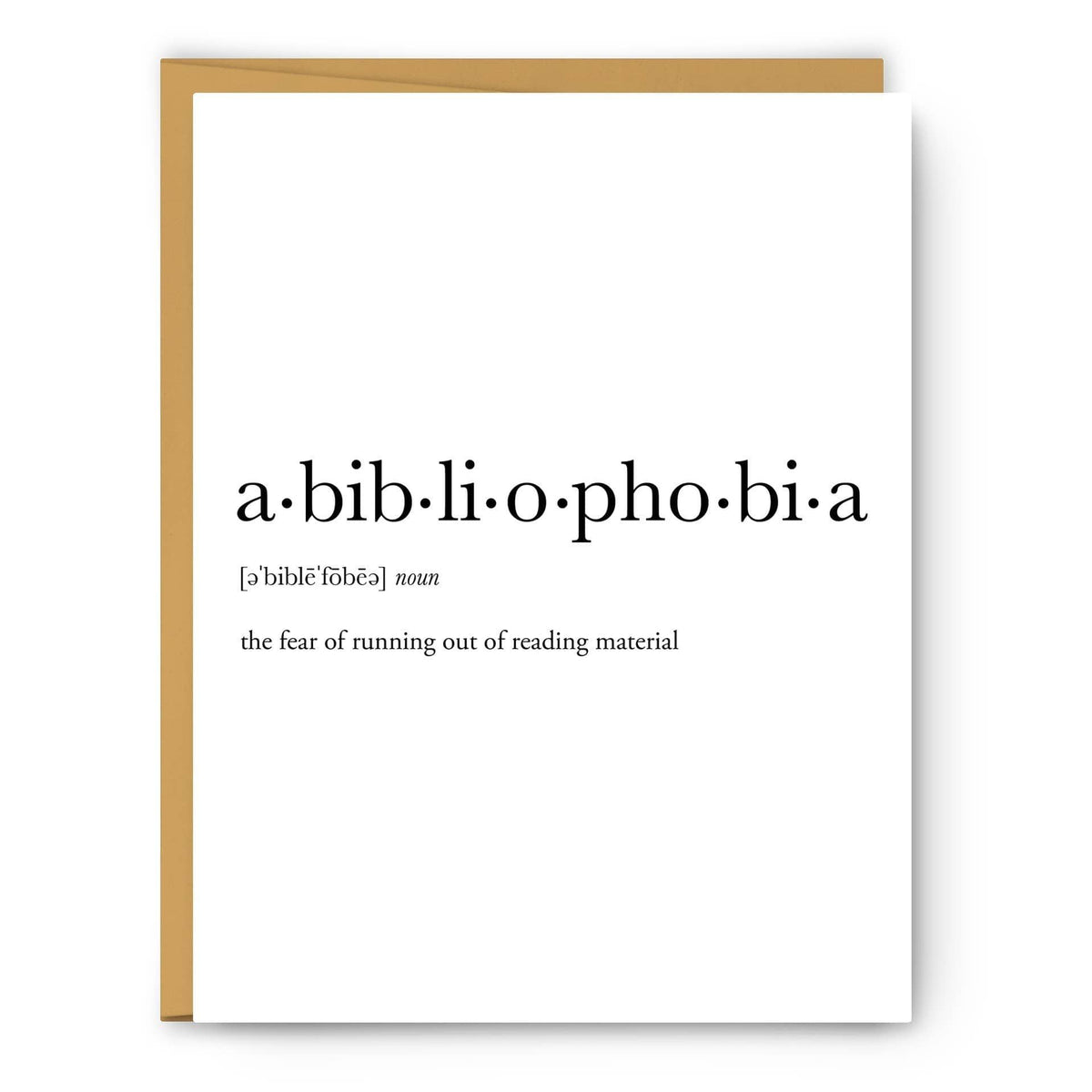 Abibliophobia Definition - Literary Everyday Card BookGeek