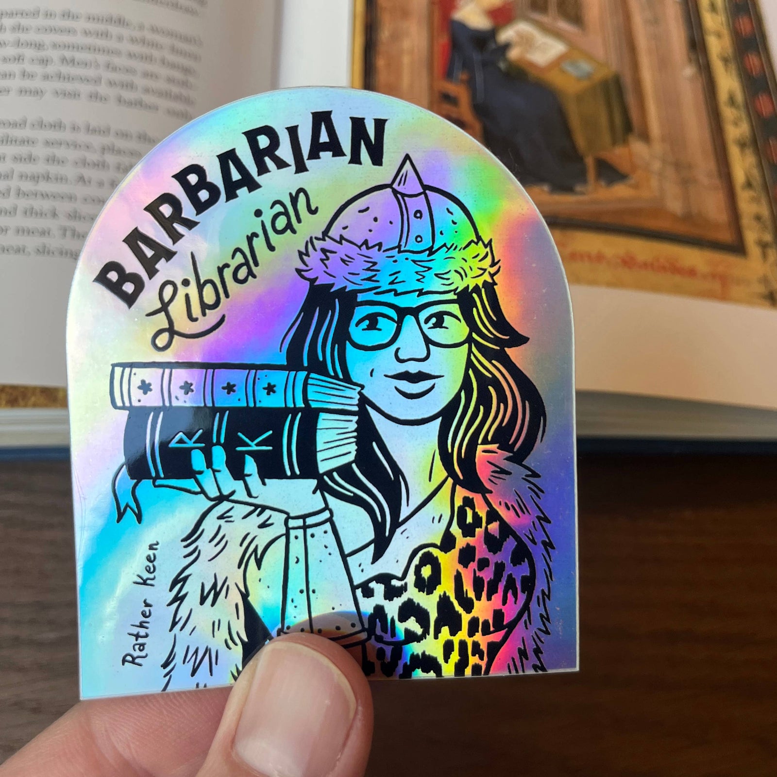 Barbarian Librarian vinyl sticker - Bookish Adventurer BookGeek