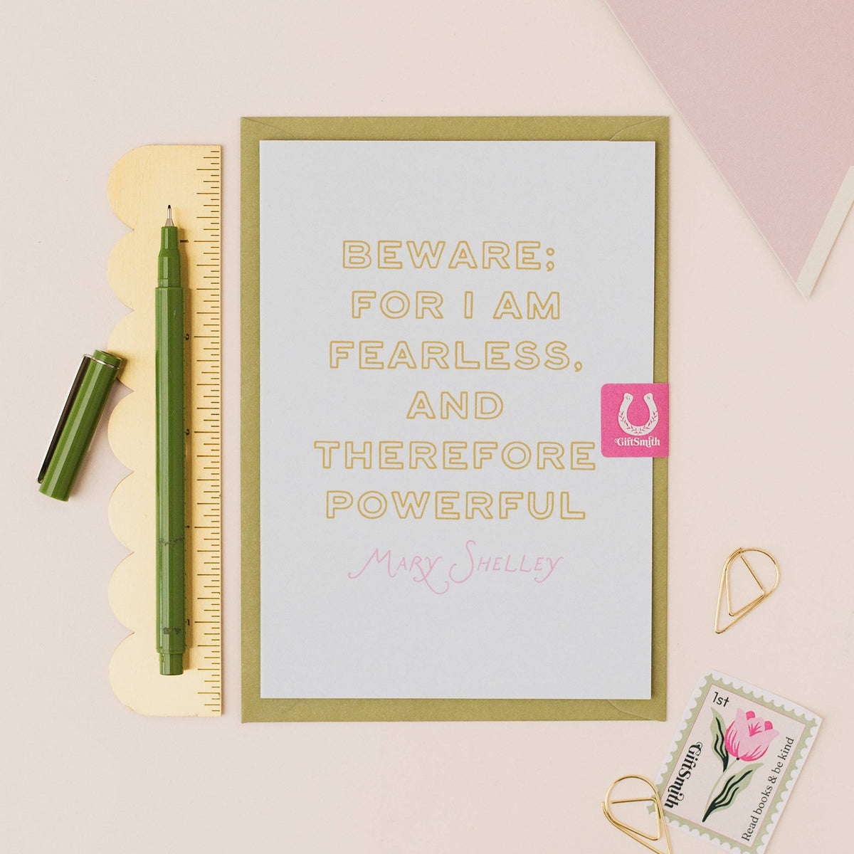 BEWARE; FOR I AM FEARLESS Mary Shelley Empowering Greetings Card BookGeek