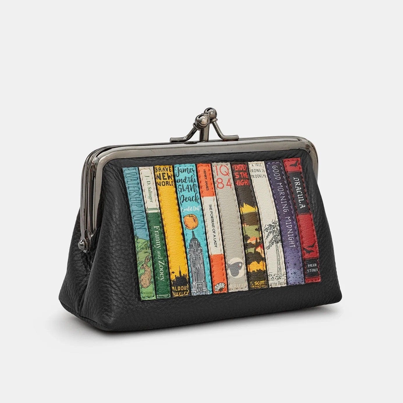 Black Triple Frame Bookworm Leather Purse BookGeek