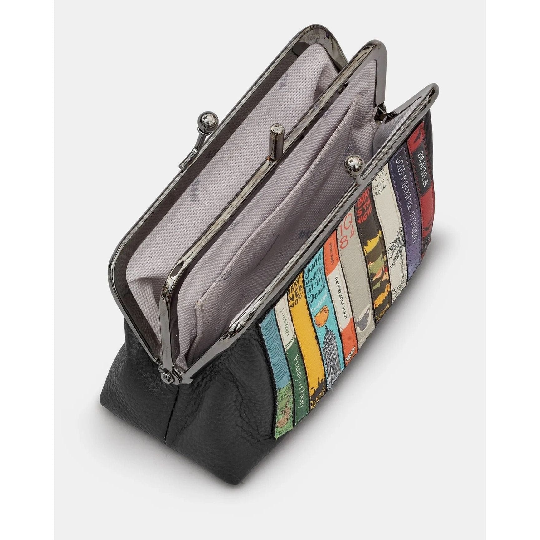 Black Triple Frame Bookworm Leather Purse BookGeek