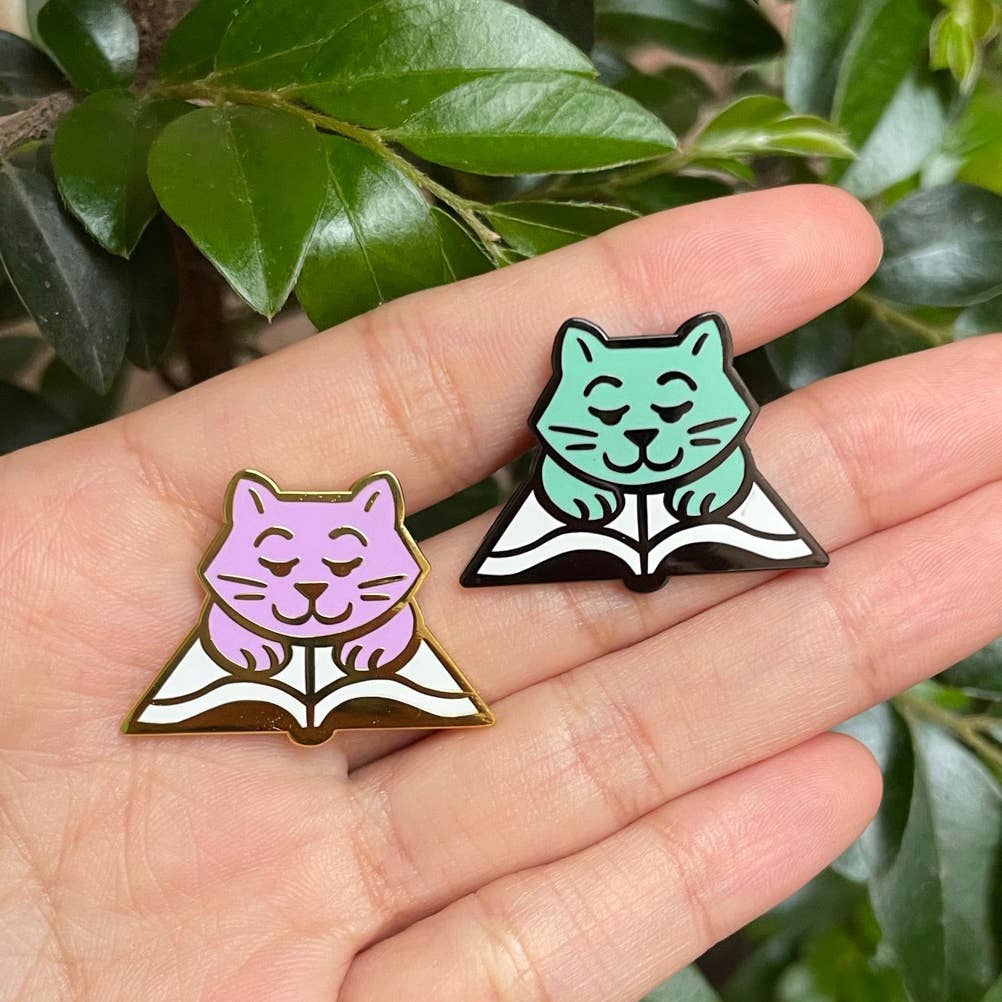 Book Cat Enamel Pin BookGeek