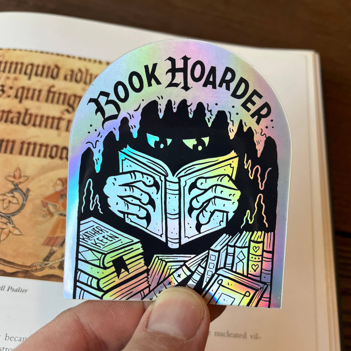Book Hoarder vinyl sticker - Fantasy Bookish Adventurer BookGeek