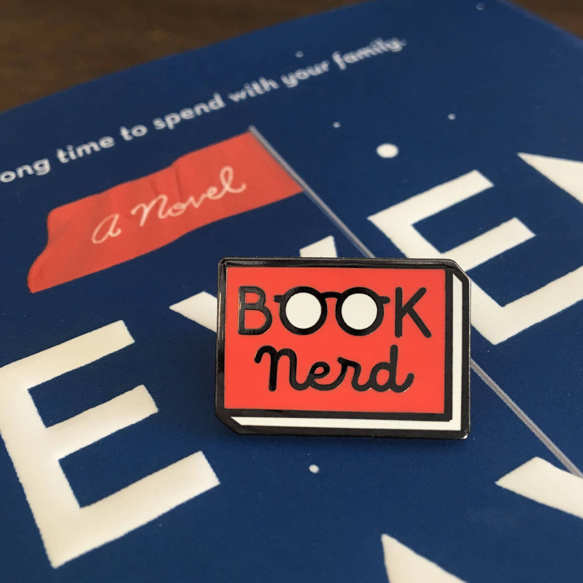 red Book Nerd Enamel Pin BookGeek