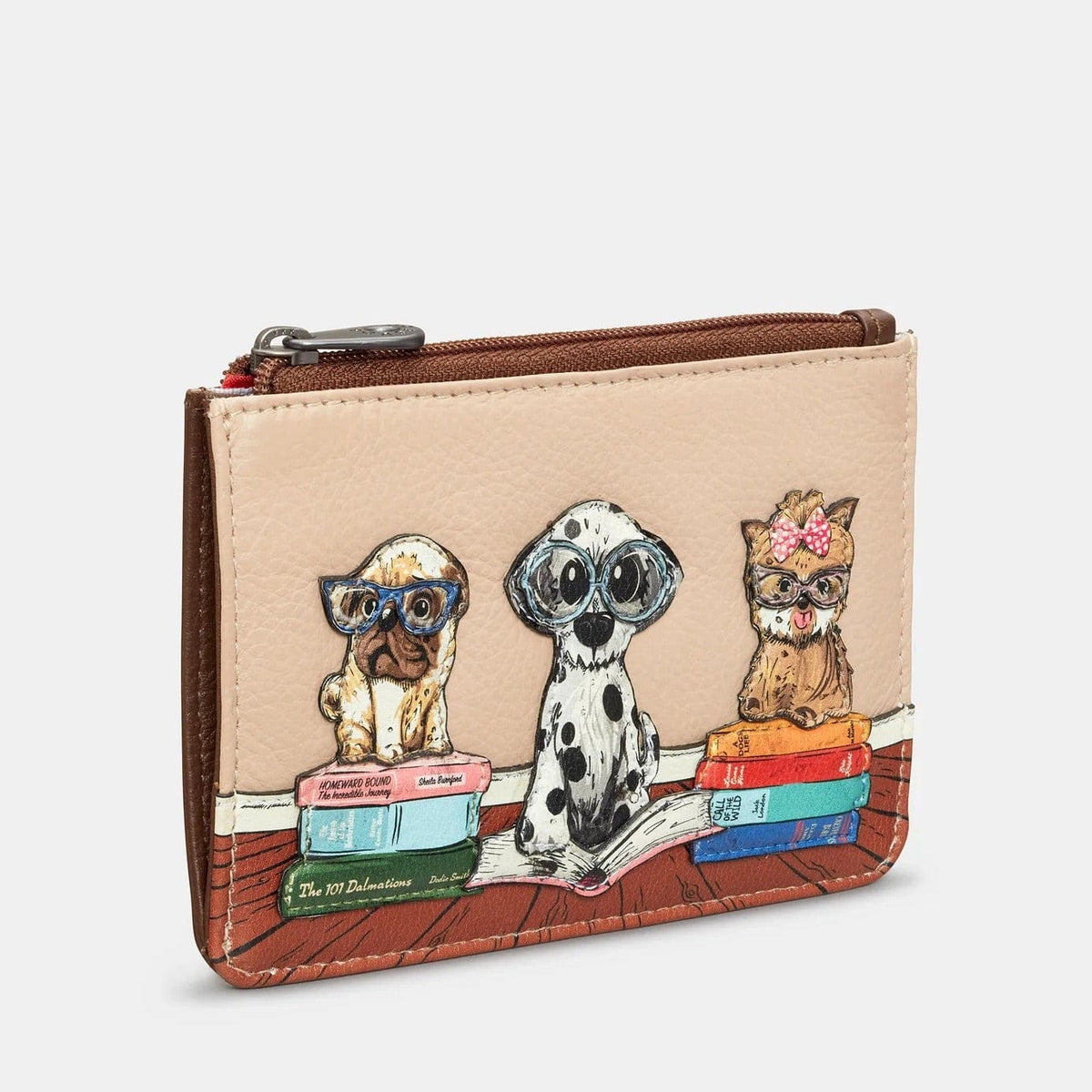 Bookhound Gang Brown Leather Zip Top Purse BookGeek