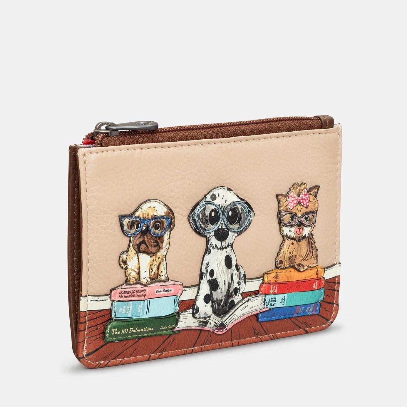 Bookhound Gang Brown Leather Zip Top Purse BookGeek