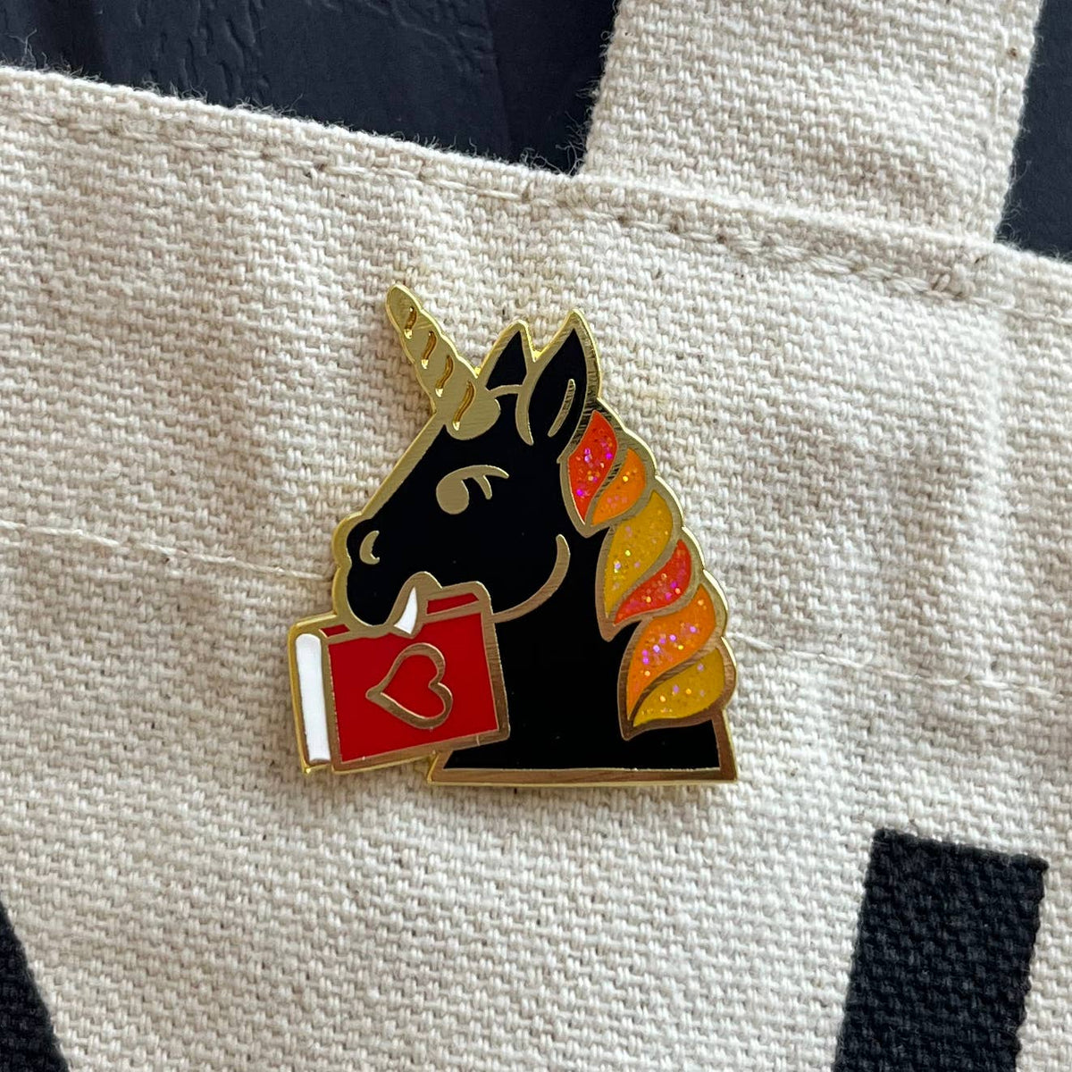 Nightmare Black Bookish Unicorn Enamel Pins BookGeek