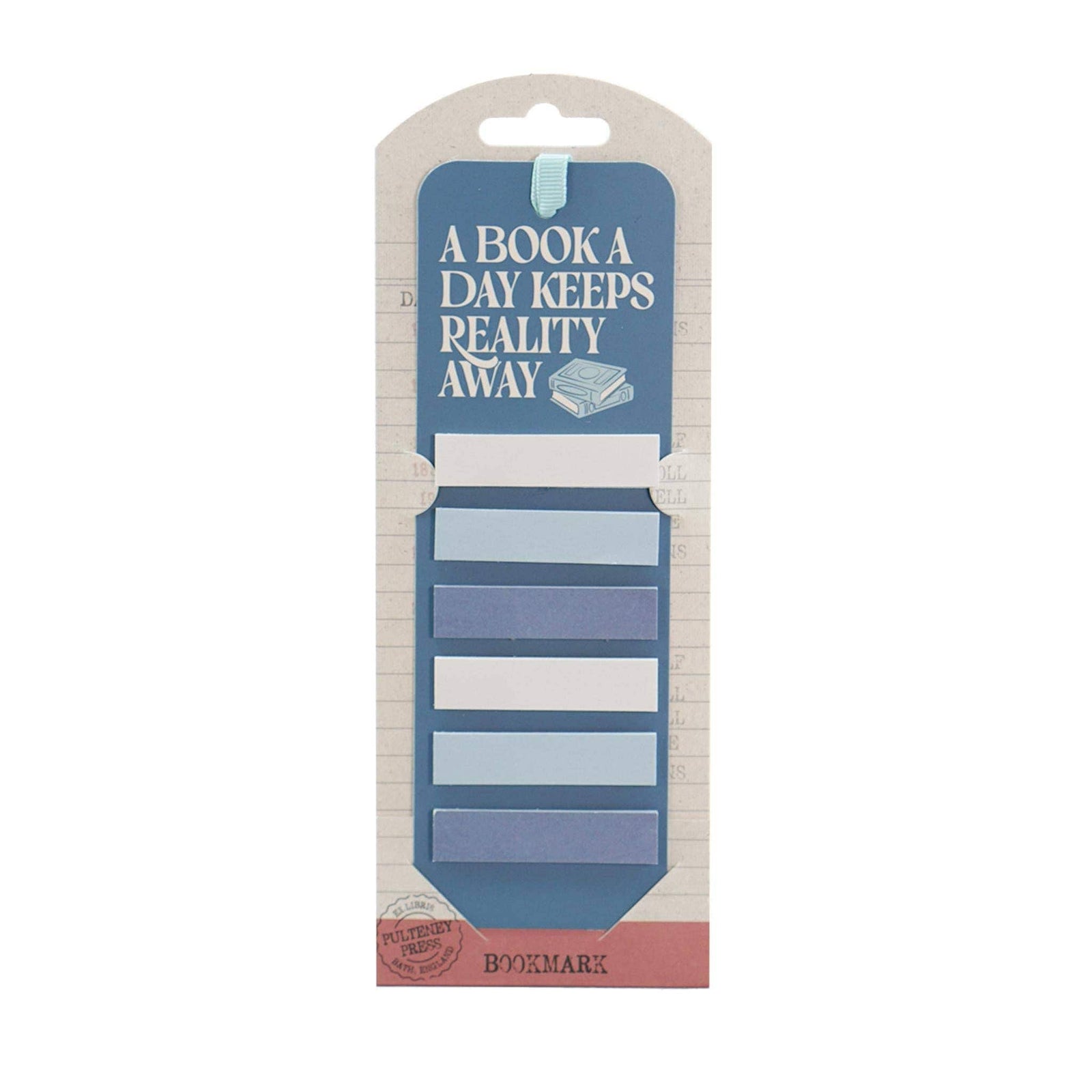 Bookmark with sticky tabs – A Book a Day Keeps Reality Away BookGeek