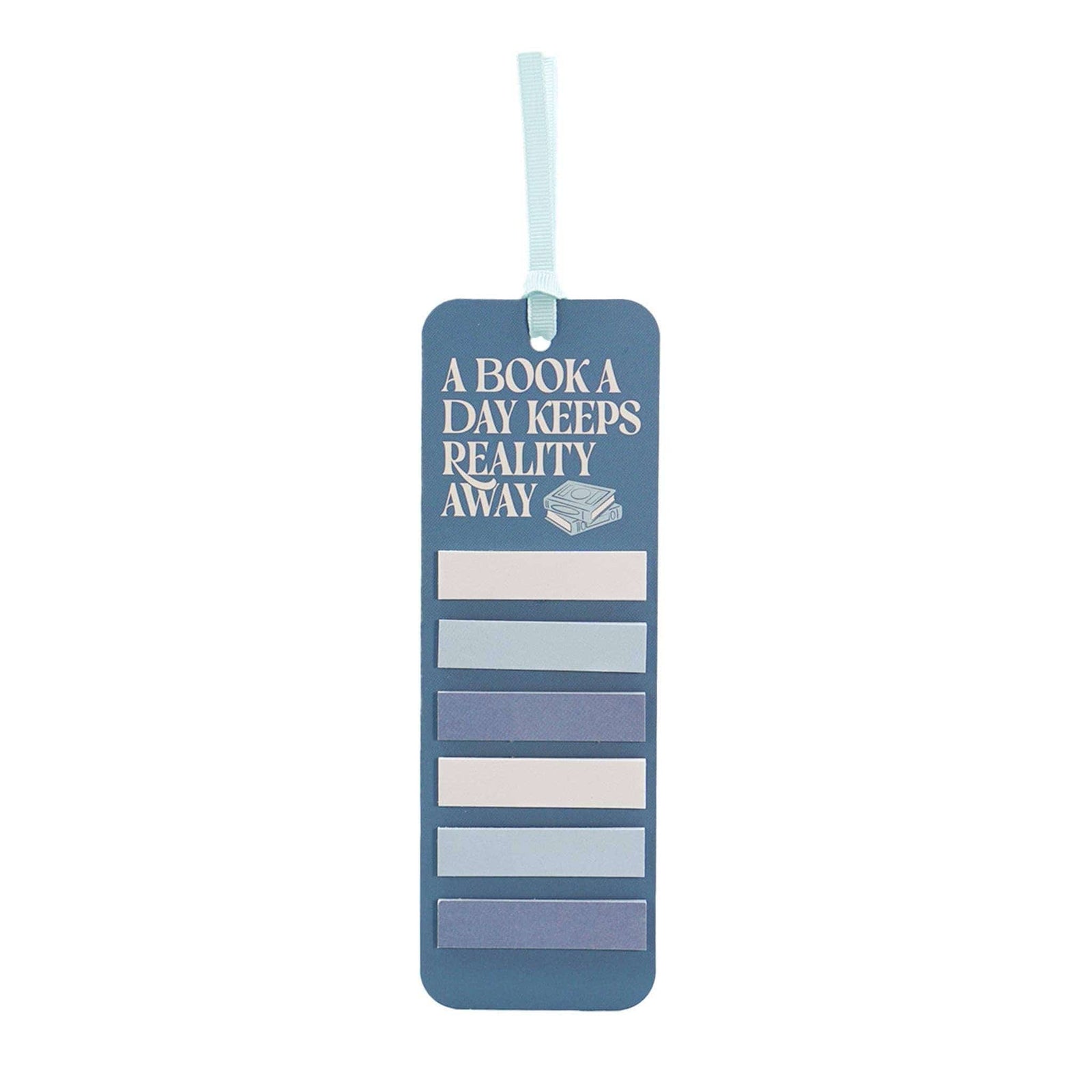 Bookmark with sticky tabs – A Book a Day Keeps Reality Away BookGeek