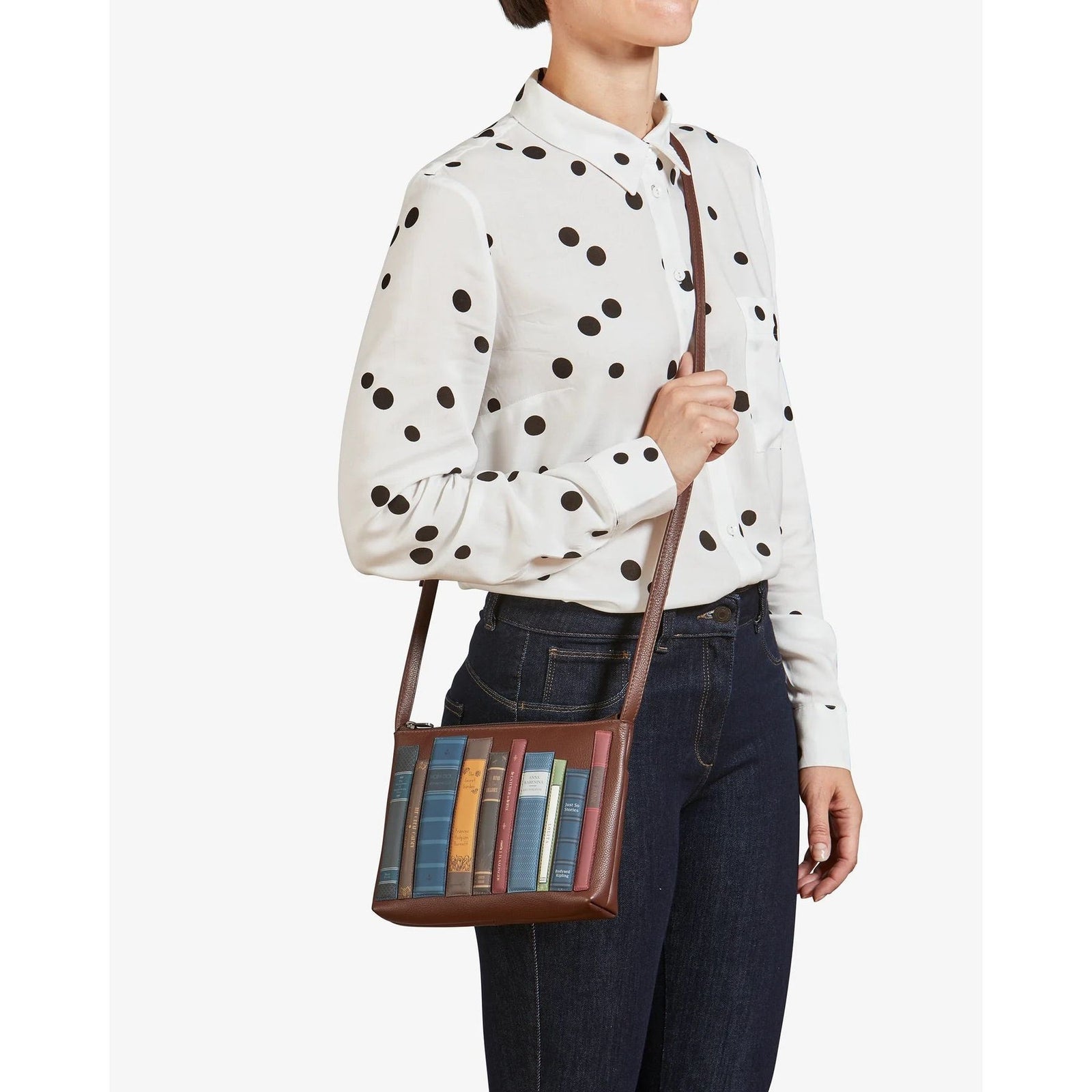 Bookworm Brown Leather Cross Body Bag BookGeek