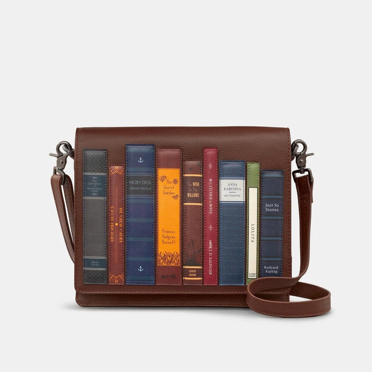 Bookworm Brown Leather Flap Over Cross Body Bag BookGeek