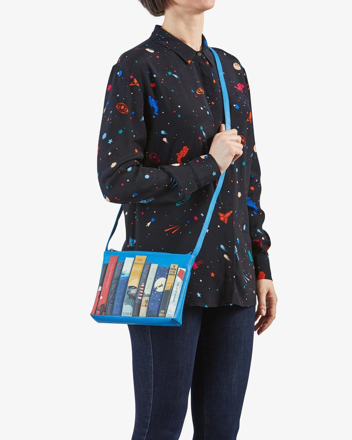 Bookworm Cobalt Blue Leather Cross Body Bag BookGeek