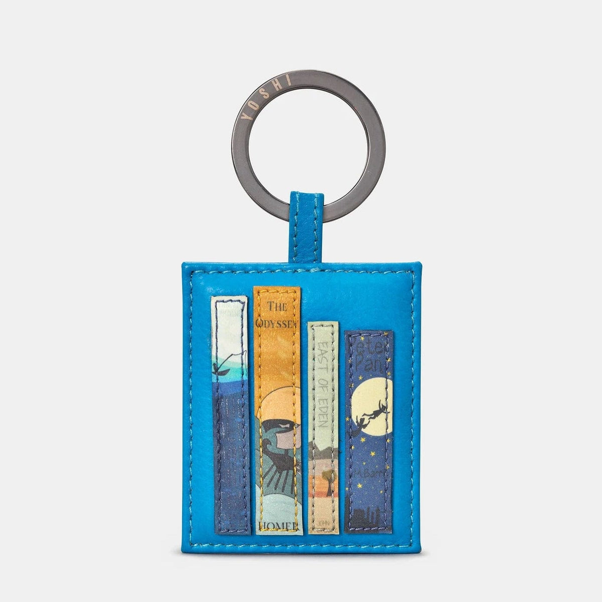 Bookworm Cobalt Blue Leather Keyring BookGeek