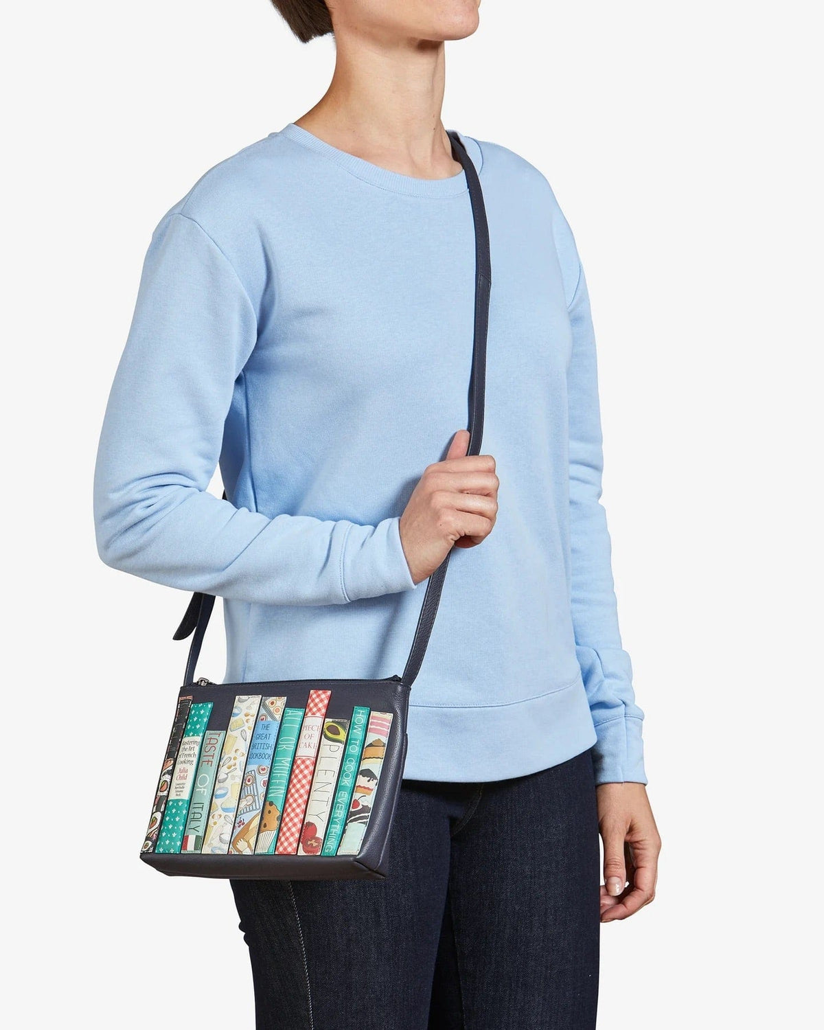 Bookworm Cookbook Navy Leather Cross Body Bag BookGeek