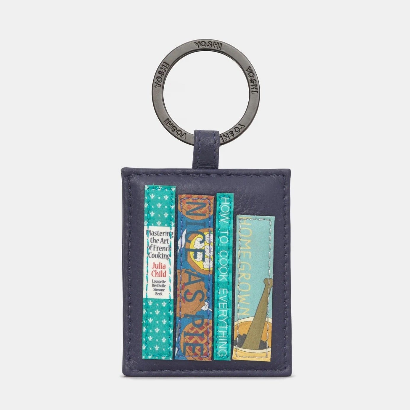 Bookworm Cookbook Navy Leather Keyring BookGeek