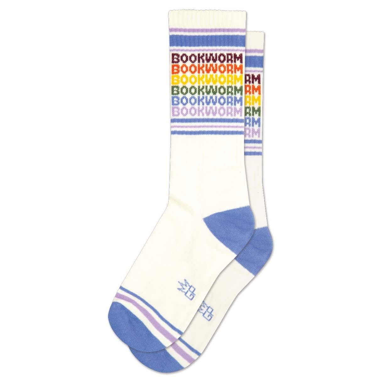 Bookworm - Vintage Rainbow repeat Gym Crew Socks BookGeek