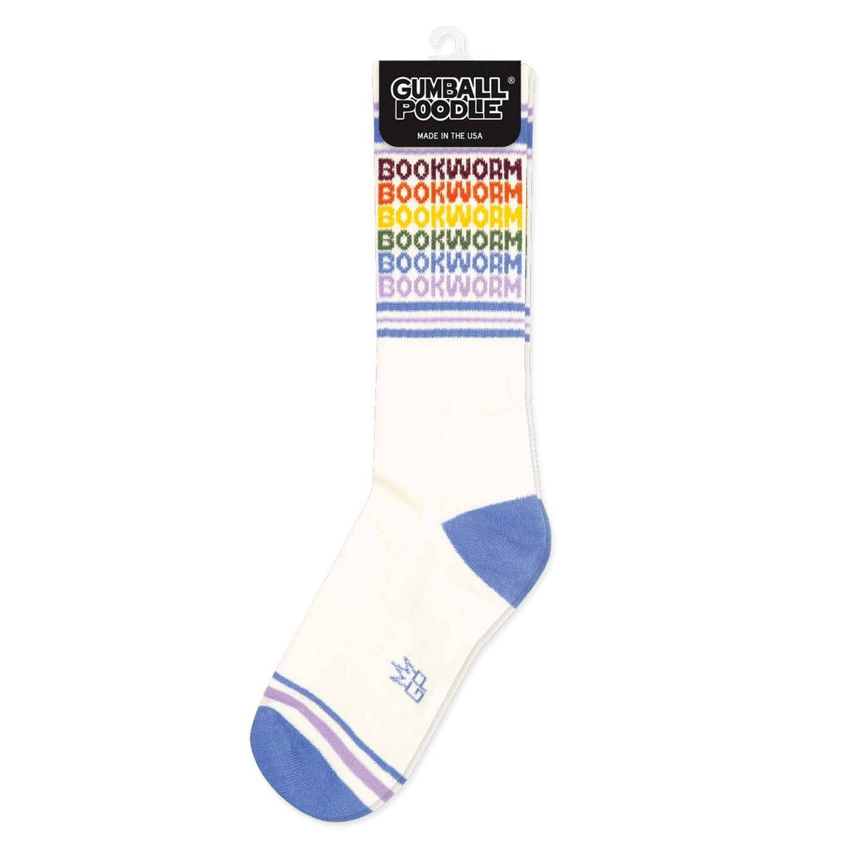 Bookworm - Vintage Rainbow repeat Gym Crew Socks BookGeek