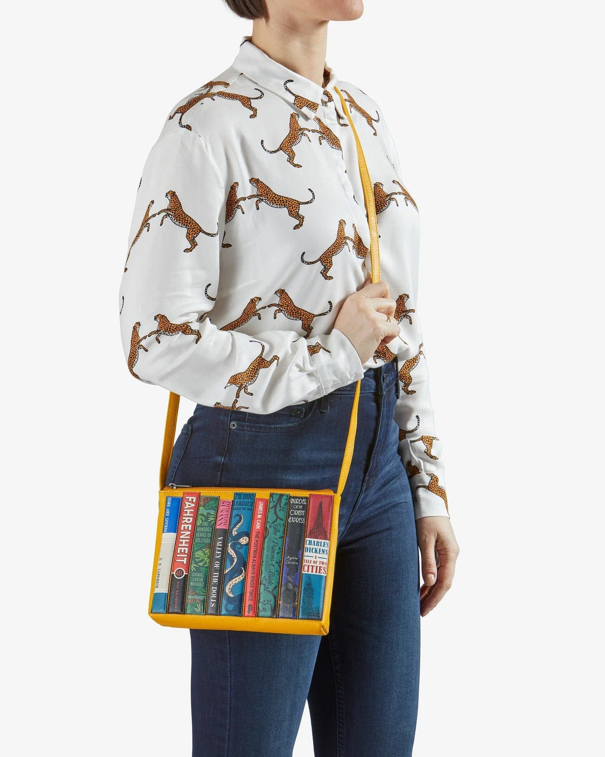 Bookworm Yellow Leather Cross Body Bag BookGeek