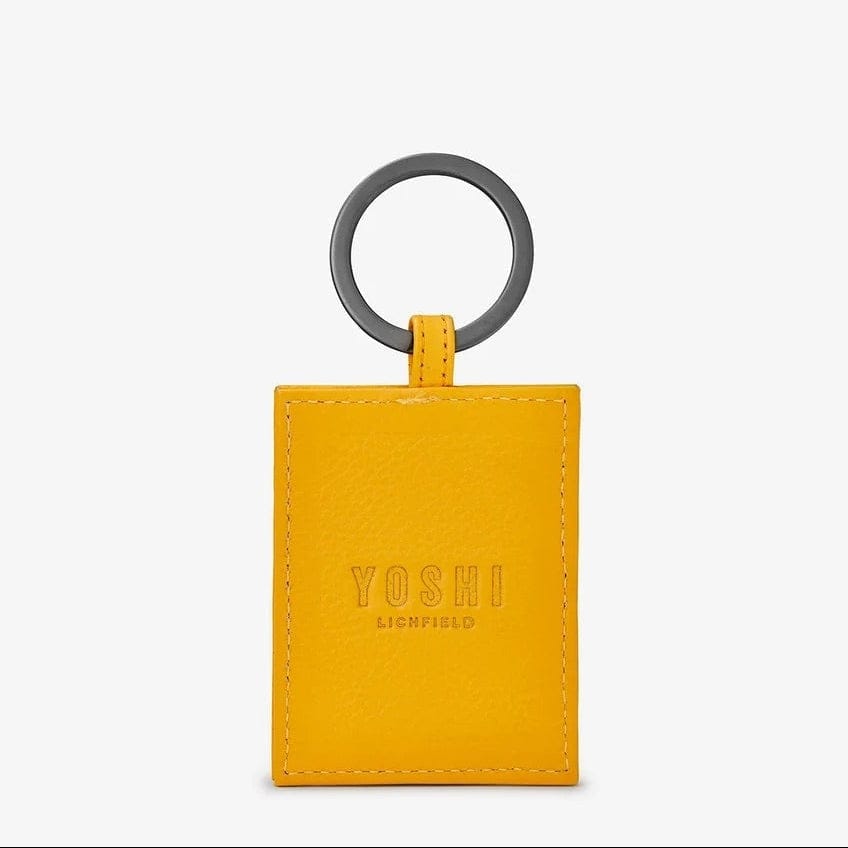 Bookworm Yellow Leather Keyring BookGeek