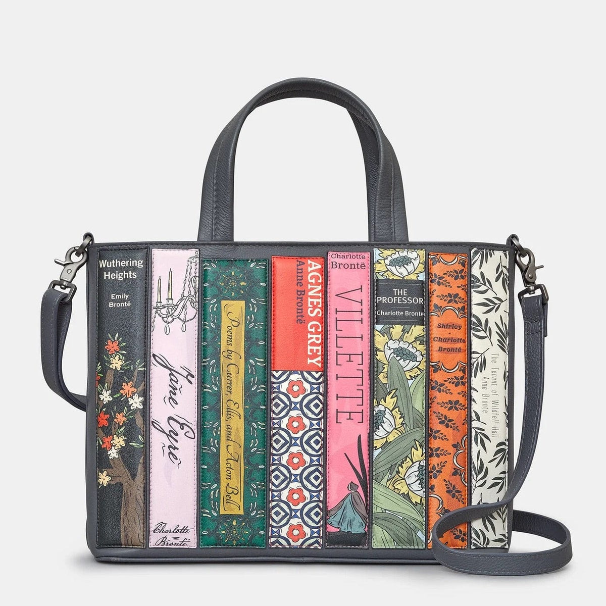 Brontë Bookworm Grey Leather Multiway Grab Bag BookGeek