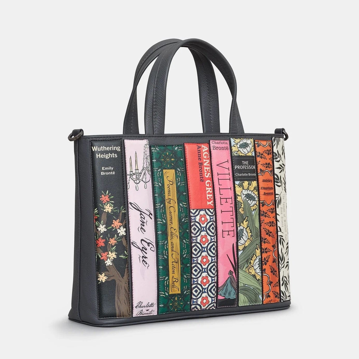 Brontë Bookworm Grey Leather Multiway Grab Bag BookGeek