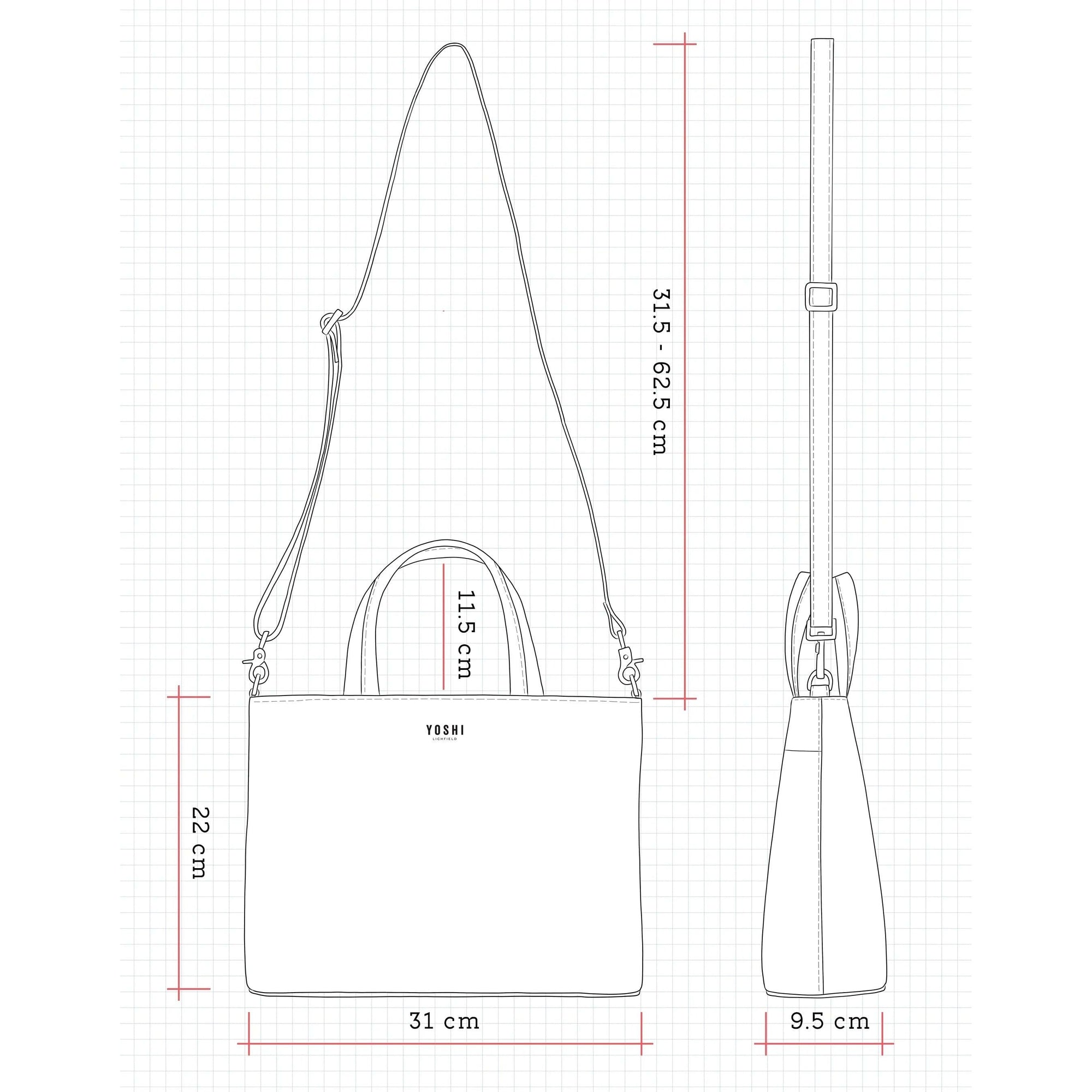 Brontë Bookworm Grey Leather Multiway Grab Bag BookGeek