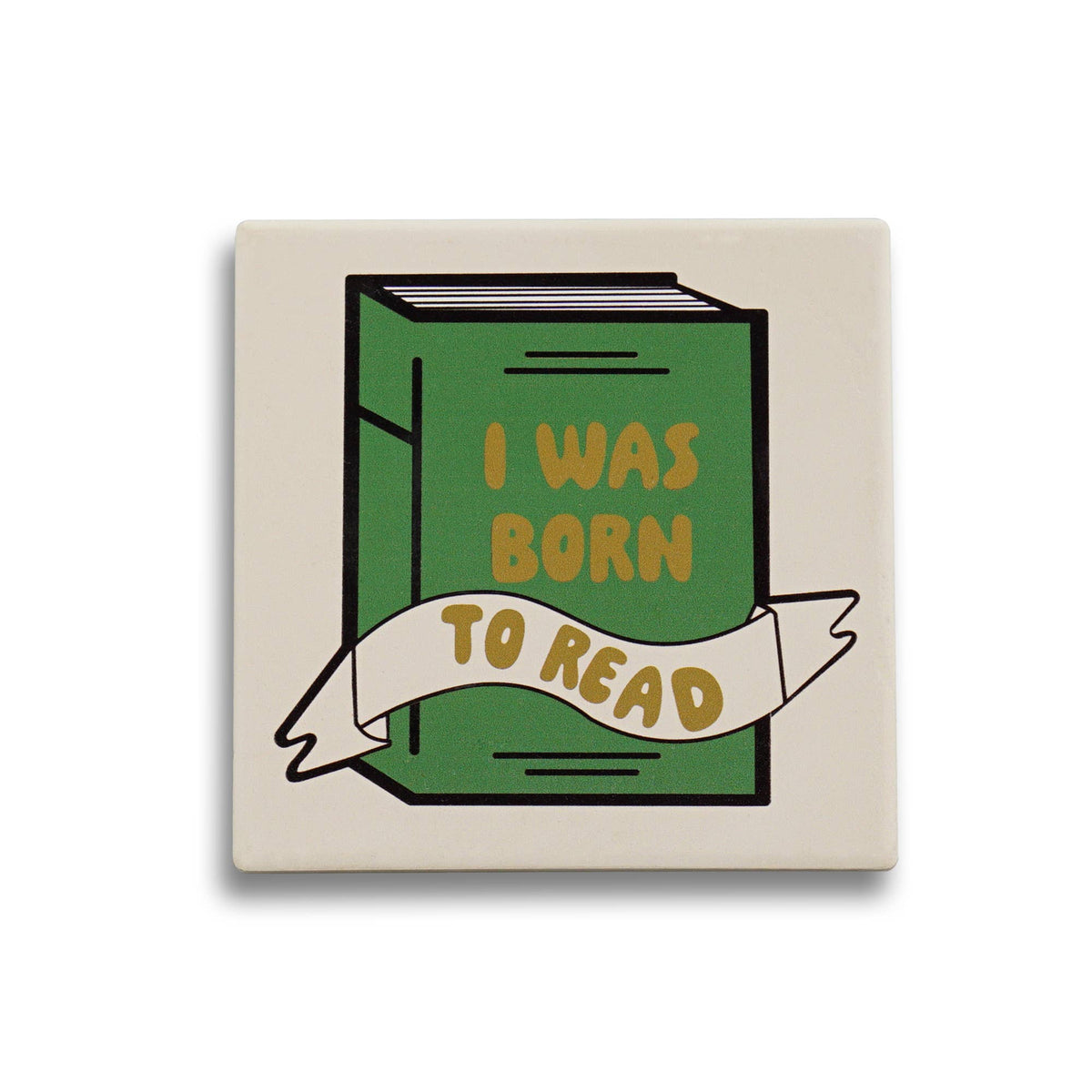 Ceramic Coaster – Born to Read BookGeek