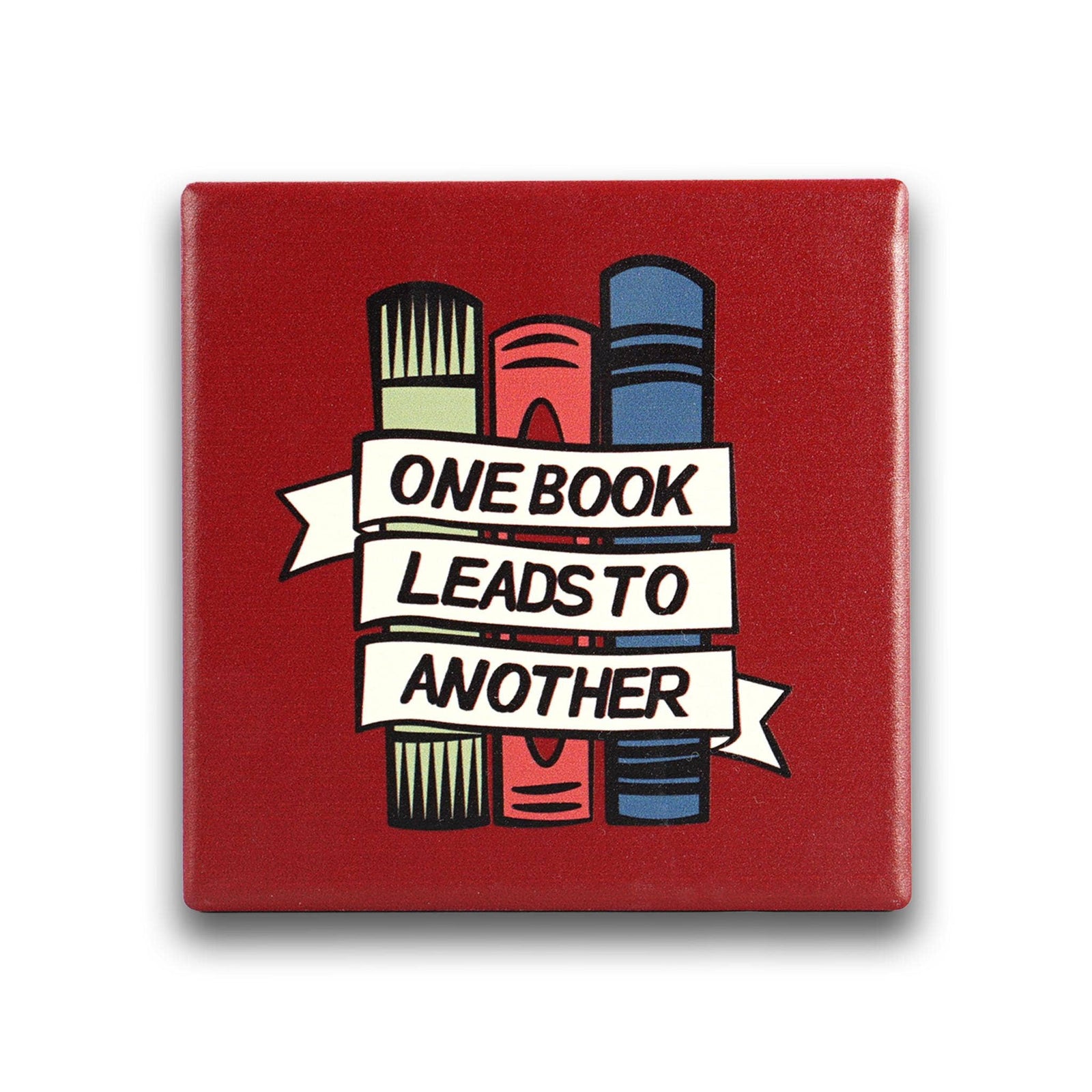 Ceramic Coaster – One Book Leads to Another BookGeek
