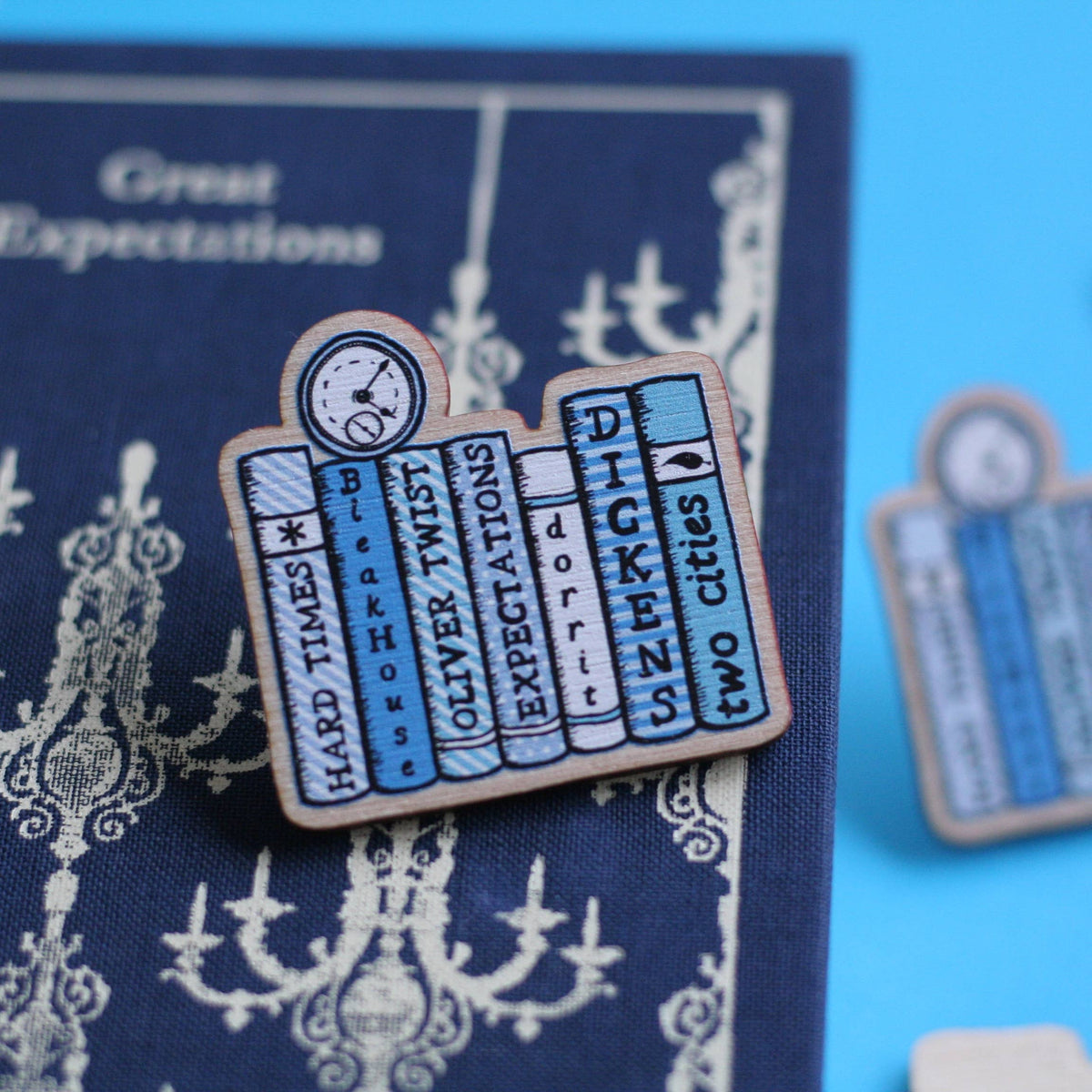 Charles Dickens Bookshelf Wooden Pin BookGeek