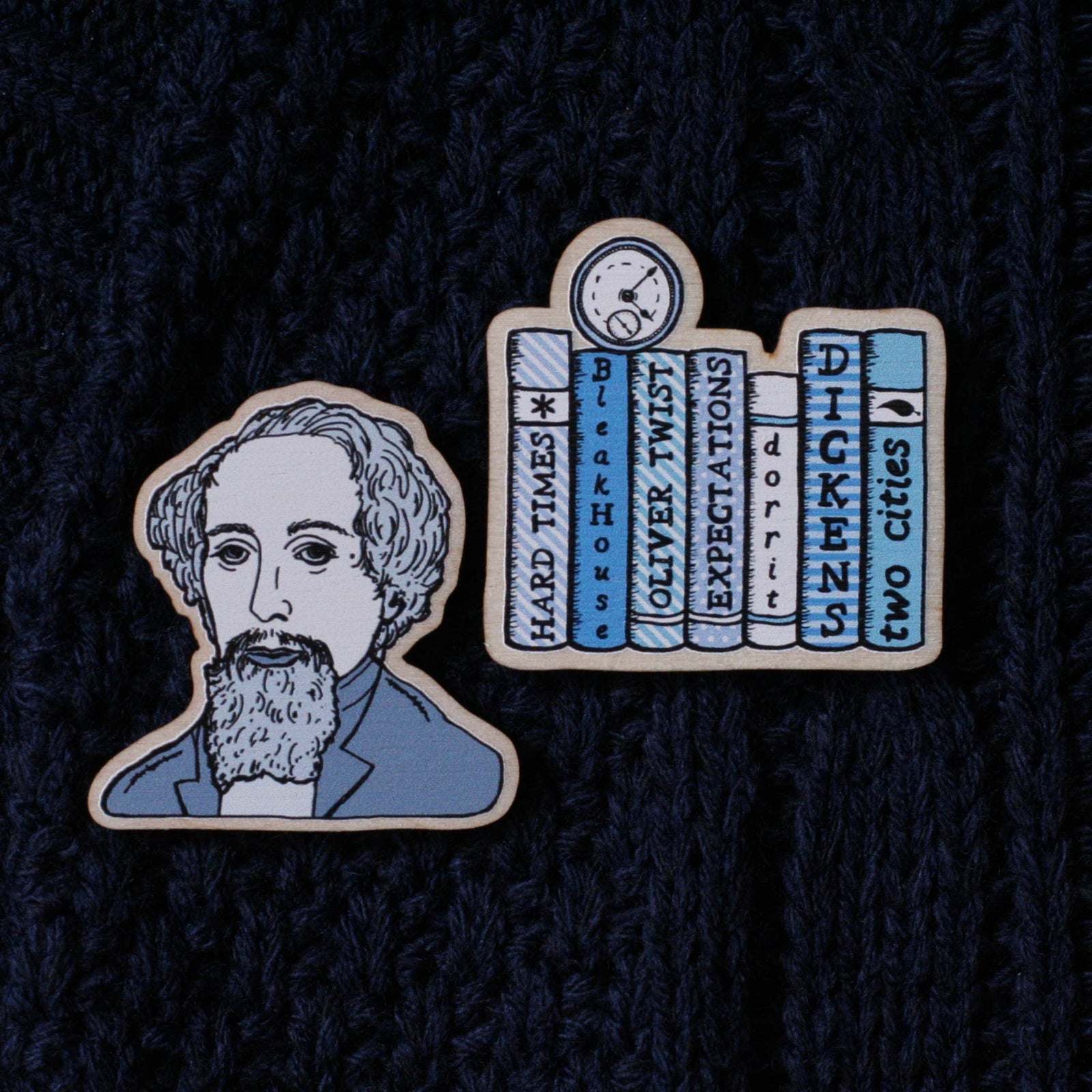 Charles Dickens Bookshelf Wooden Pin BookGeek