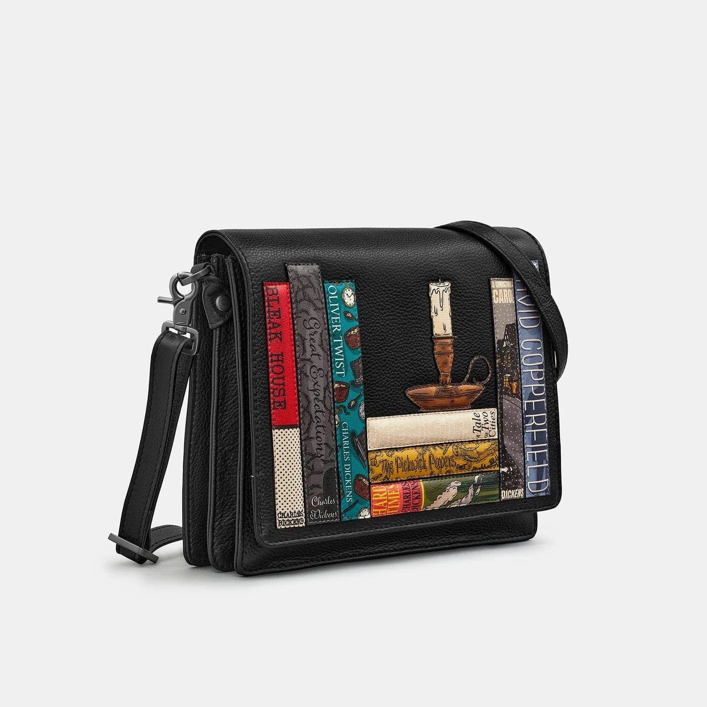 Charles Dickens Bookworm Leather Flap Over Cross Body Bag BookGeek