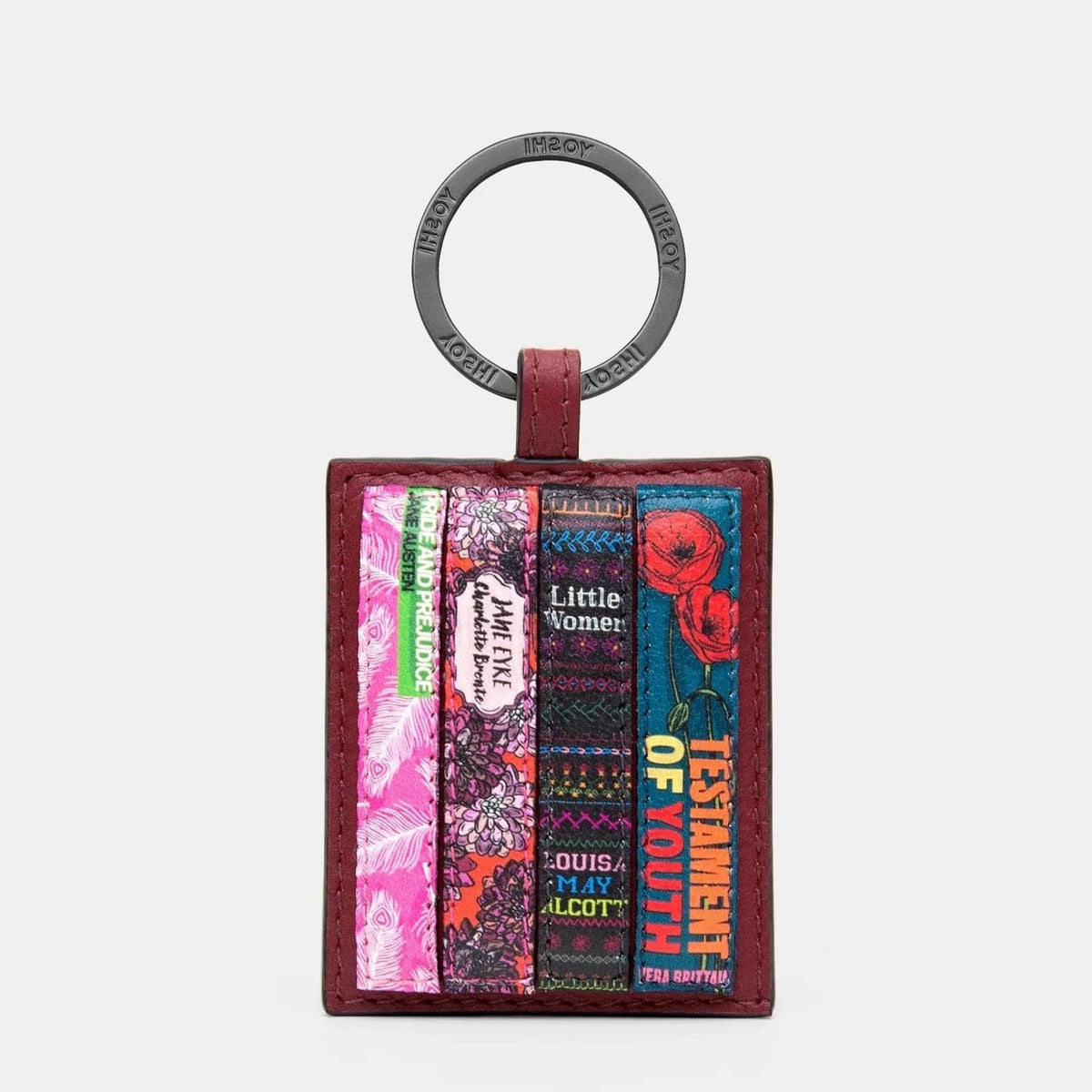 Cherry Red Bookworm Leather Keyring BookGeek