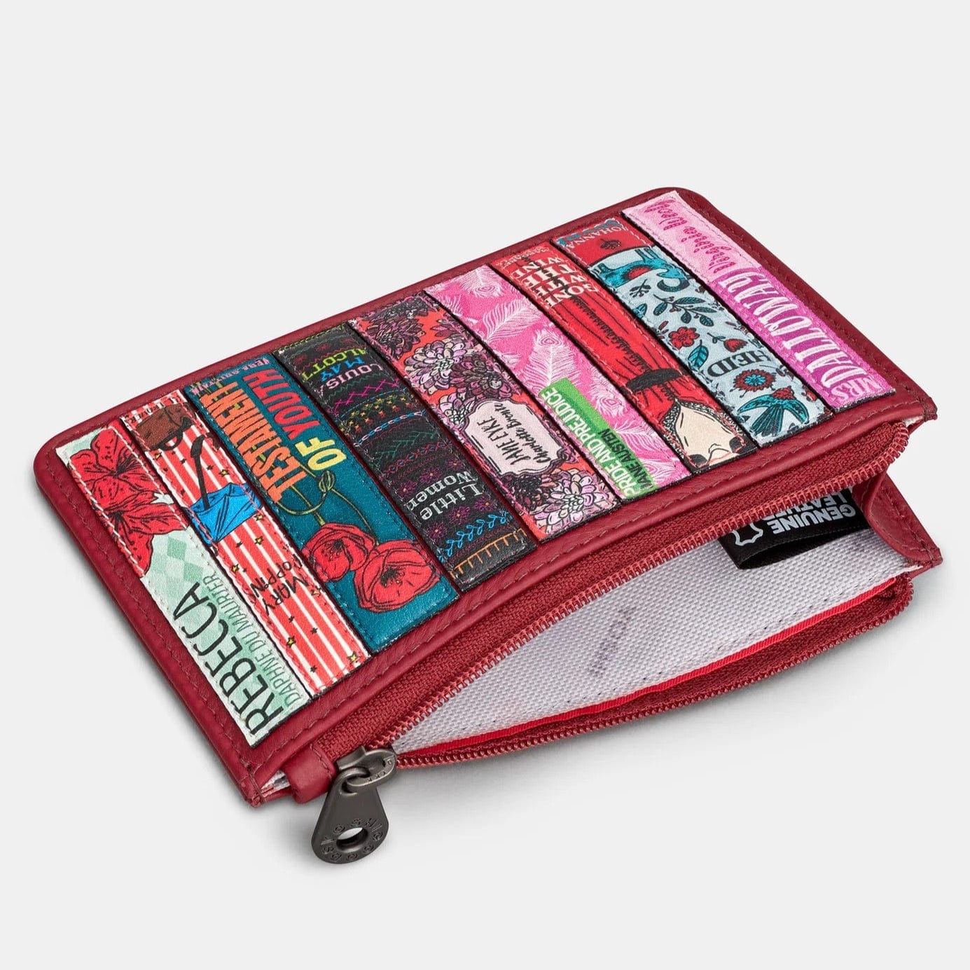 Cherry Red Bookworm Leather Zip Top Purse BookGeek