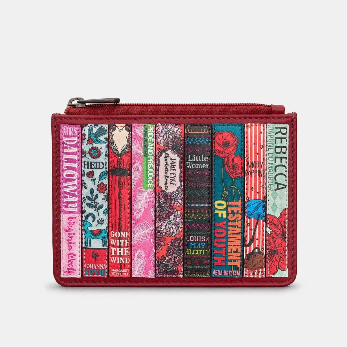 Cherry Red Bookworm Leather Zip Top Purse BookGeek