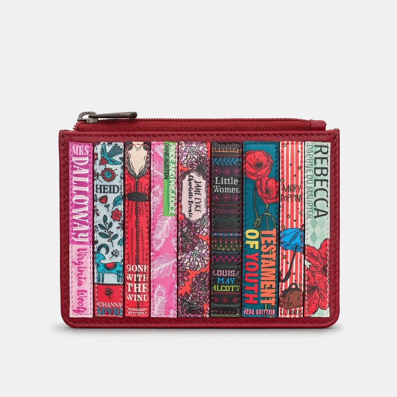 Cherry Red Bookworm Leather Zip Top Purse BookGeek